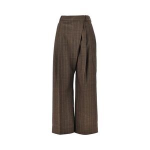 Ganni Women Wool Pants With Pinstriped Motif